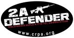 Product Description: 2A Defender sticker design. Black background, white and red print. 3.5" wide oval shape.</br> Sticker: 2A Defender