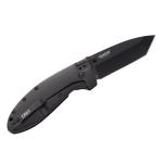 Product Description: The master’s mark is beauty and strength in simplicity. Tom Krein asserted his position at the top with the Gungho™ everyday carry folding knife. Though the design feels downright elemental, it’s been given OutBurst™ spring assisted opening for futuristic functionality and an allover dark black that looks right at home in your gear kit, or in the garage.</br></br>Outburst® spring assisted opening deploys the blade smooth and fast</br>Tanto style blade with a black oxide finish for reduced glare and improved corrosion resistance</br>G10 handles provide exceptional grip in all weather conditions</br></br>Specs</br></br>Blade Length</br>2.78" (70.71 mm)</br></br>Blade Edge</br>Plain</br></br>Blade Steel</br>8Cr14MoV</br></br>Blade Finish</br>Oxide</br></br>Blade Thickness</br>0.15" (3.71 mm)</br></br>Overall Length</br>7.00" (177.80 mm)</br></br>Closed Length</br>4.26" (108.23 mm)</br></br>Weight</br>4.70 oz. (133.24g)</br></br>Handle</br>G10; 2Cr13 SS</br></br>Style</br>Assisted Folding Knife w/Frame Lock</br> CRKT 7740 Gungho