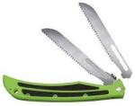 Product Description: Green:XTI-115BZSW-GX</br></br>Orange: XTI-115BZSW</br></br>Features</br></br>Overall length 10-3/8"</br>Weighs only 3 ounces</br>4-3/8" micro-honed Japanese stainless steel blade</br>A thick, yet lightweight Zytel handle</br>Includes two replacement blades</br>Open back for easy cleaning</br>Ambidextrous thumb studs</br>Liner lock construction</br>Removable pocket clip</br>Includes nylon holster</br> Havalon Baracuta Bone Saw 4-3/8" Blade