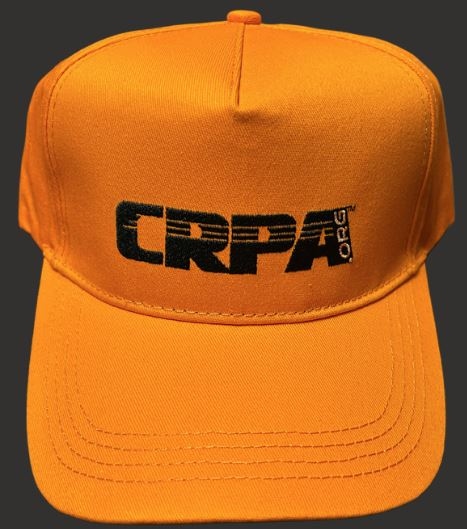 Product Description: Show your support year round in this hunter orange hat. Featuring front and back CRPA embroidery with a Velcro back strap.</br> Hunter Orange CRPA Hat